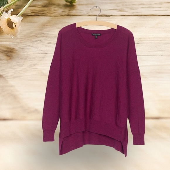 > Eileen Fisher 100% Merino Wool Jersey Pullover Fushia Sweater SOFT - Picture 1 of 6